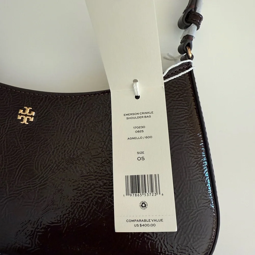 Tory Burch Emerson Crinkle Shoulder Bag 170230 In Agnello NWT leather